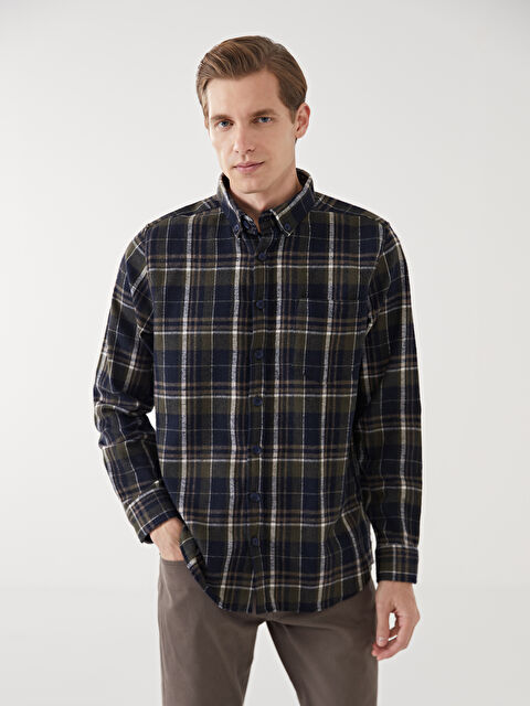 LCWAIKIKI Classic Regular Fit Uzun Kollu Ekose Gabardin Erkek Gömlek - W45165Z8-LME