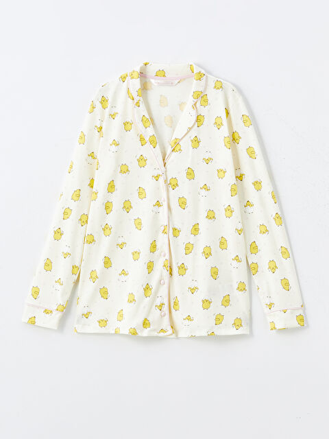 LCW DREAM Gömlek Yaka Baskılı Hamile Pijama Üstü - W45185Z8-LRB