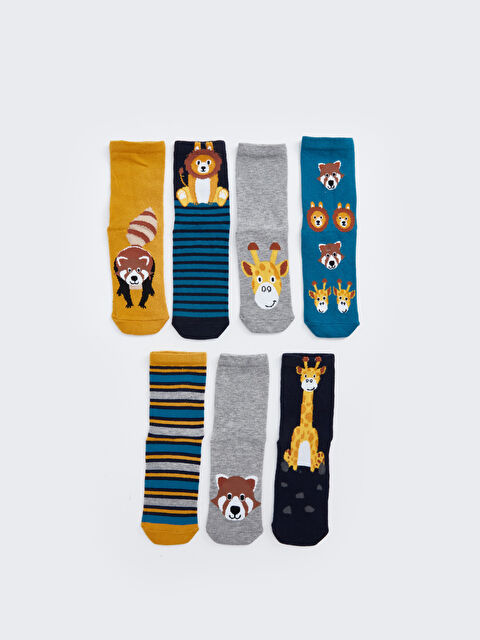 LCW Kids Desenli Erkek Çocuk Soket Çorap 7'li - W45233Z4-K00