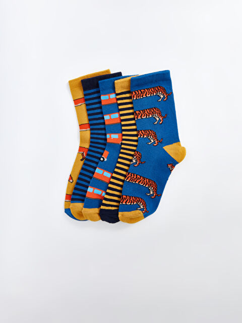 LCW Kids Desenli Erkek Çocuk Soket Çorap 5'li - W45257Z4-K00