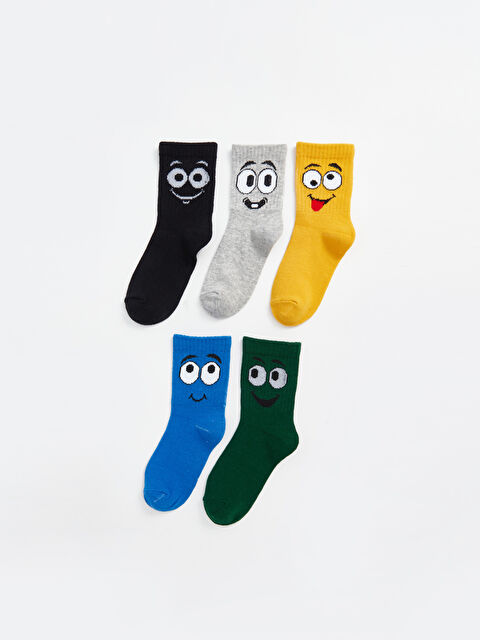 LCW Kids Desenli Erkek Çocuk Soket Çorap 5'li - W45330Z4-K00