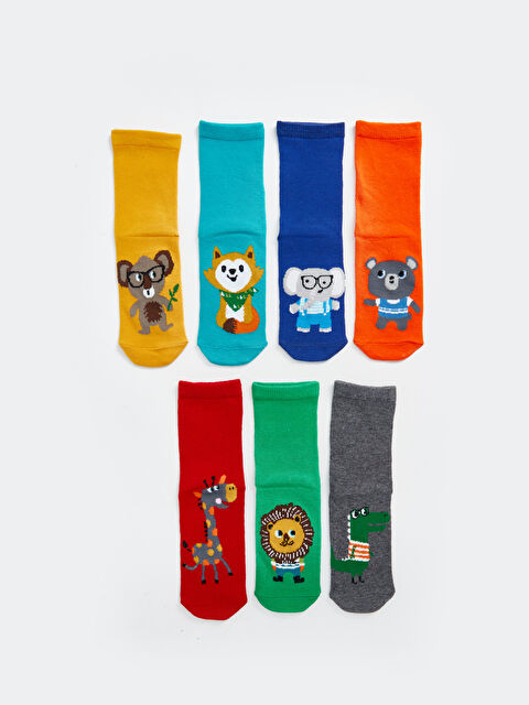 Patterned Boys' Ankle Socks 7 Pack -W2BM52Z4-K00 - LC Waikiki