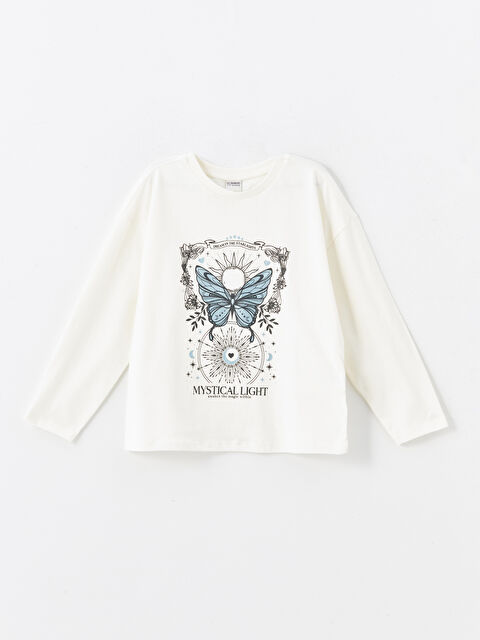 LCW Kids Bisiklet Yaka Baskılı Kız Çocuk Tişört - W45474Z4-FDU