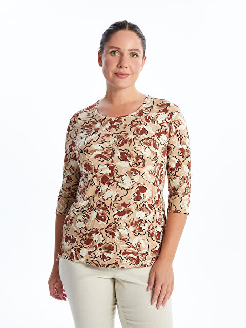 LCW Grace Bisiklet Yaka Desenli Kadın Bluz - W45492Z8-LQB