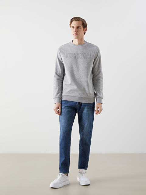 vanilla にします LCWAIKIKI Classic Crew Neck Printed Men's Thick Sweatshirt