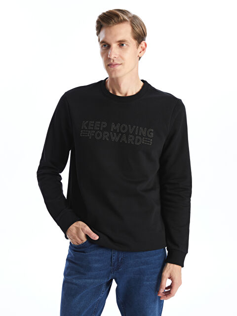 LCWAIKIKI Classic Crew Neck Printed Men's Thick Sweatshirt - W45547Z8-CVL
