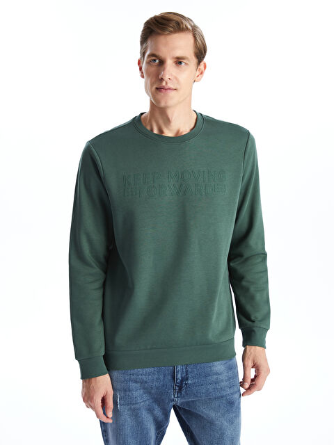 LCWAIKIKI Classic Crew Neck Printed Men's Thick Sweatshirt - W45547Z8-HRV