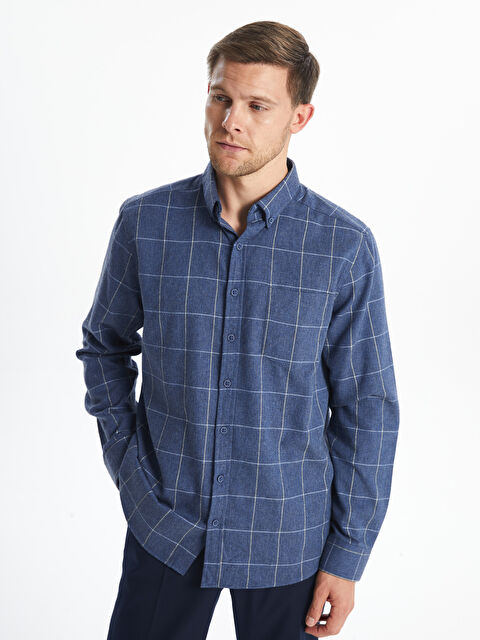LCWAIKIKI Classic Regular Fit Uzun Kollu Ekose Erkek Gömlek - W45567Z8-LMR