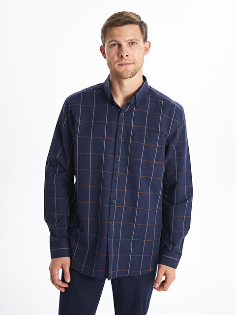 LCWAIKIKI Classic Regular Fit Uzun Kollu Ekose Erkek Gömlek - W45567Z8-LN6