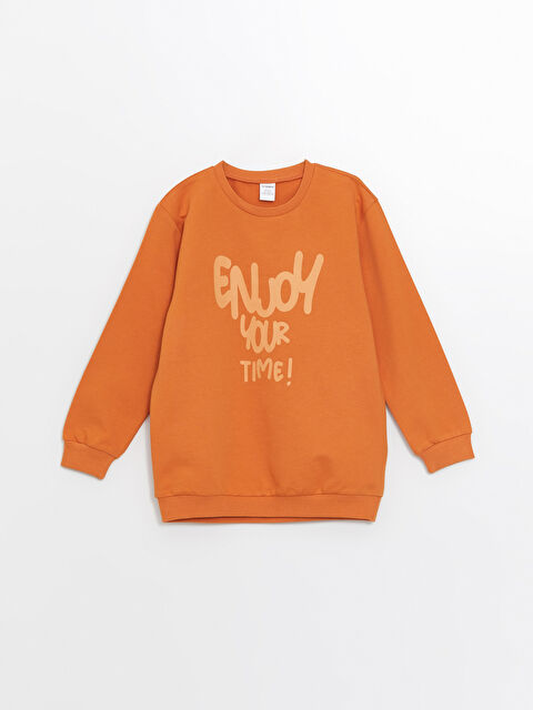 LCW Kids Bisiklet Yaka Baskılı Erkek Çocuk Sweatshirt - W45637Z1-KBQ