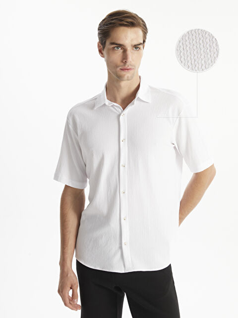 LCW Vision Regular Fit Kısa Kollu Erkek Dokulu Gömlek - W45663Z8-Q6K