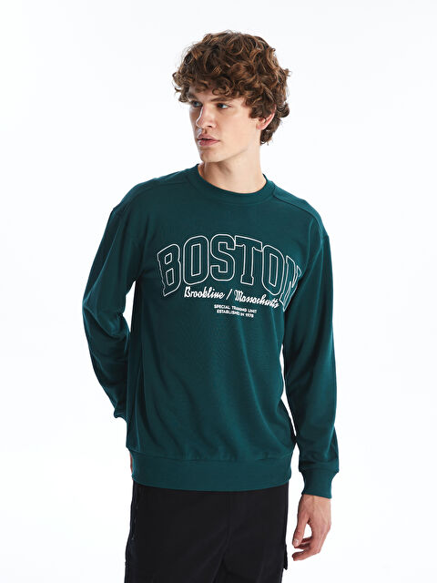 LCW Vision Crew Neck Long Sleeve Printed Men's Sweatshirt - W45910Z8-HKE