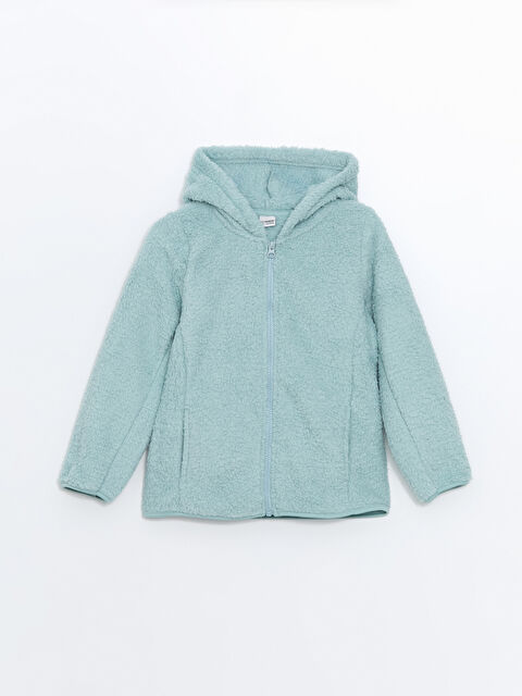 LCW Kids Kapüşonlu Pelüş Kız Çocuk Fermuarlı Sweatshirt - W45951Z4-JJW