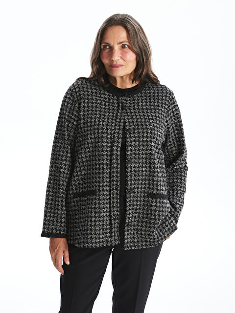 LCW Grace Bisiklet Yaka Desenli Uzun Kollu Kadın Hırka - W45979Z8-MHS