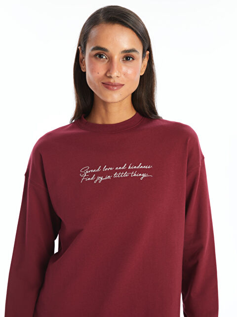 LCW Modest Bisiklet Yaka Baskılı Kadın Sweatshirt Tunik - W46030Z8-HMS