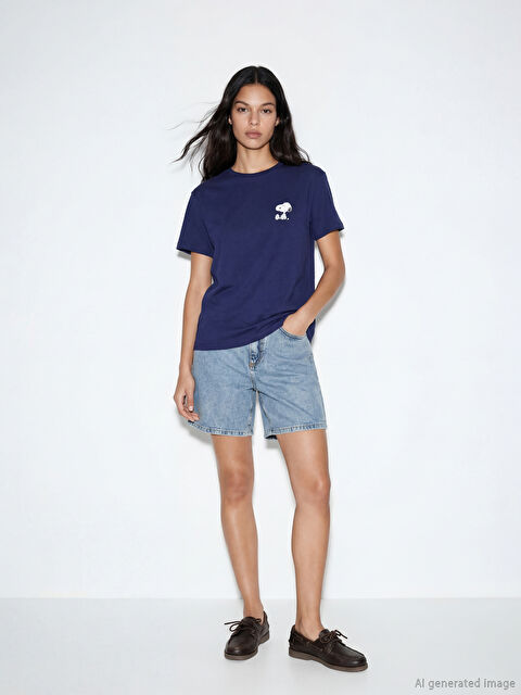 XSIDE Dar Fit Yırtık Detaylı Kadın Jean Şort - W46190Z8-S1D