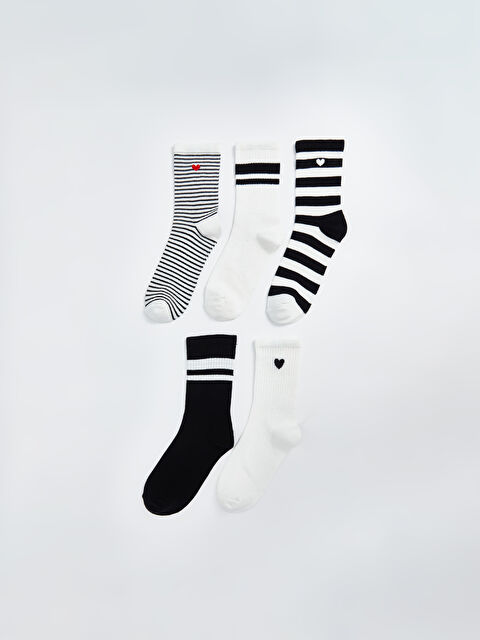 LCW DREAM Çizgili Kadın Soket Çorap 5'li - W46259Z8-FDU