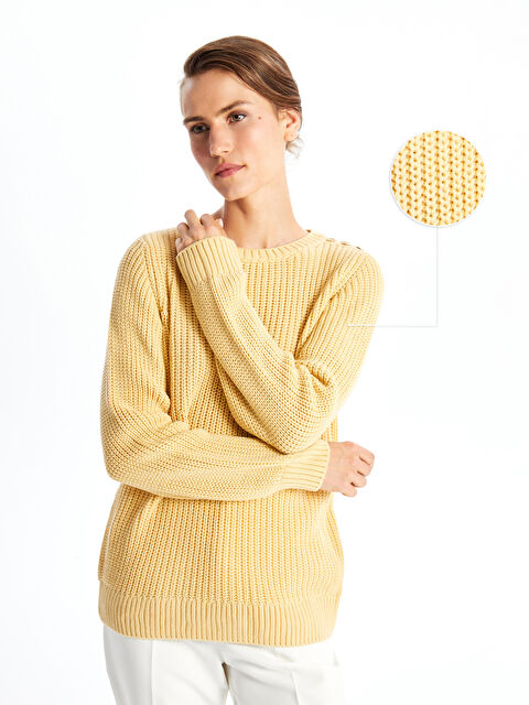 LCWAIKIKI Basic Bisiklet Yaka Düz Uzun Kollu Kadın Triko Kazak - W46293Z8-FWU