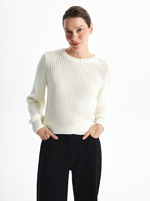 LCWAIKIKI Basic Bisiklet Yaka Düz Uzun Kollu Kadın Triko Kazak - W46293Z8-J5E