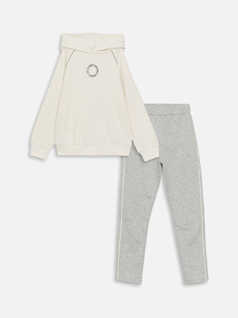 LCW Kids Baskılı Uzun Kollu Kız Çocuk Sweatshirt ve Tayt - W46372Z4-FES