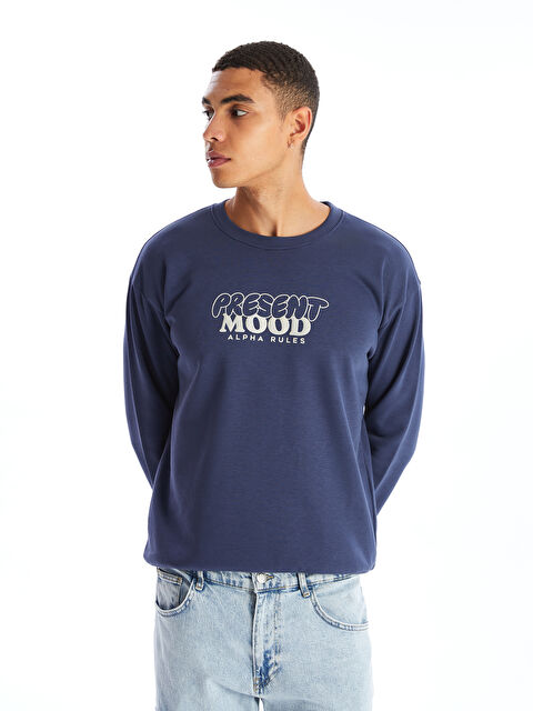 LCW Vision Crew Neck Printed Men's Thick Sweatshirt - W46536Z8-JM3