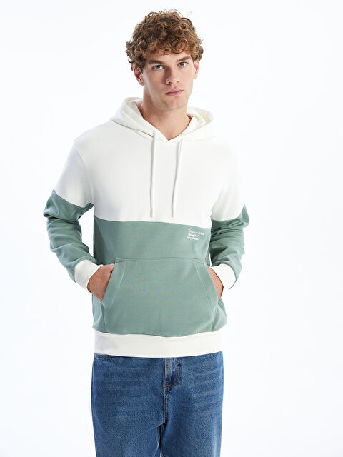 LCW Vision Long Sleeve Color Block Men's Hoodie - W46540Z8-R9J