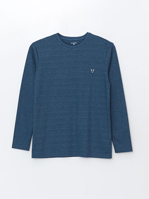 LC WAIKIKI Bisiklet Yaka Uzun Kollu Erkek Pijama Üst - W46602Z8-LBU