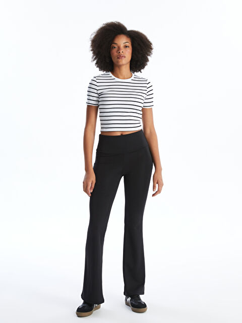 XSIDE Beli Lastikli İspanyol Paça Kadın Tayt Pantolon - W46616Z8-CVL