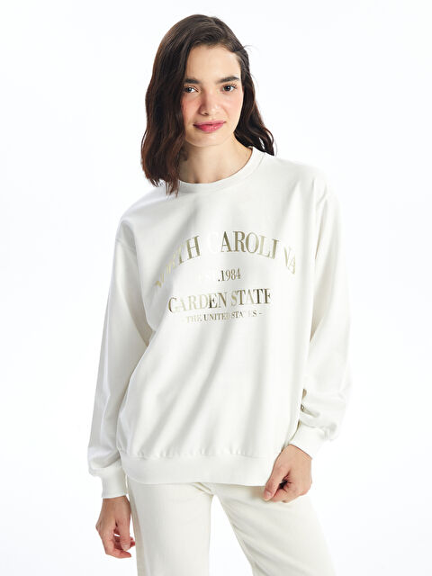 XSIDE Bisiklet Yaka Baskılı Kadın Sweatshirt - W46667Z8-R9J