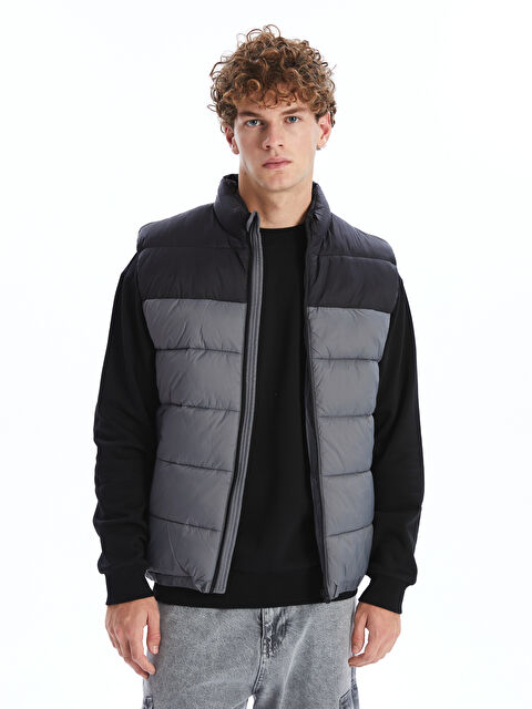 XSIDE Standart Kalıp Dik Yaka Erkek Şişme Yelek - W46718Z8-GYS