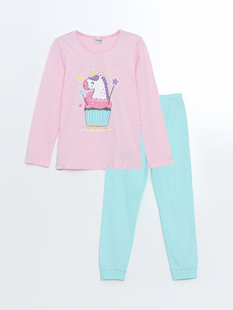 LCW Kids Crew Neck Girls' Pyjama Set - W46776Z4-QXB