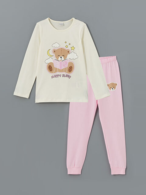 LCW Kids Crew Neck Girls' Pyjama Set - W46807Z4-FDL