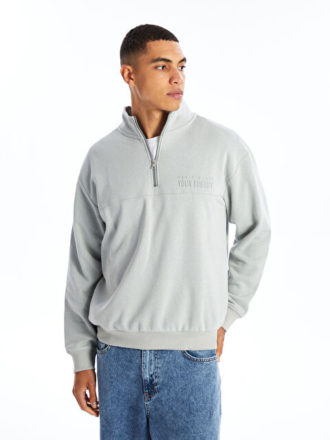 XSIDE Dik Yaka Uzun Kollu Baskılı Erkek Kalın Sweatshirt - W46844Z8-FLG