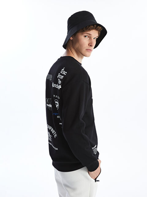 XSIDE Bisiklet Yaka Baskılı Erkek Kalın Sweatshirt - W46857Z8-CVL