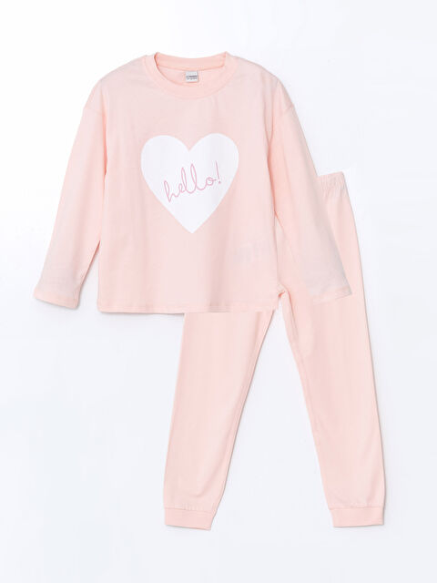 LCW Kids Crew Neck Girls' Pyjama Set - W46864Z4-FWH