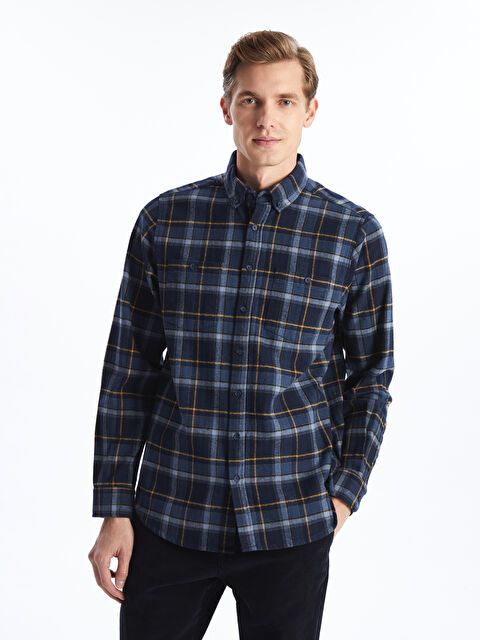 LCWAIKIKI Classic Regular Fit Long Sleeve Plaid Men's Flannel Shirt - W46968Z8-LN6