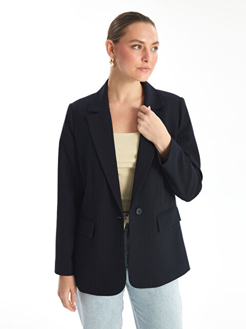 LCW Vision Çizgili Uzun Kollu Kadın Blazer Ceket - W47149Z8-LGS