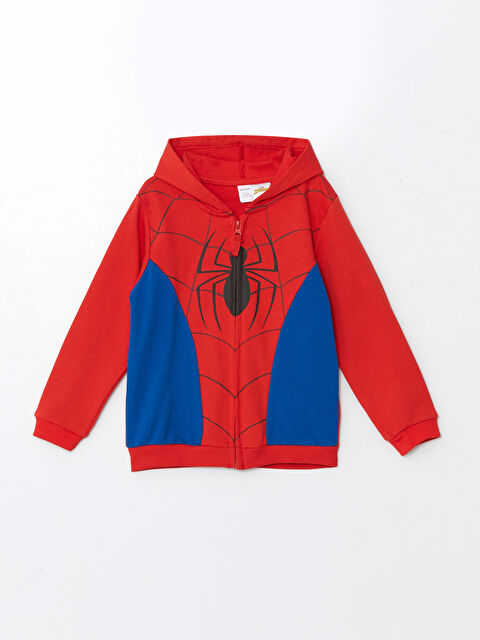 LCW Kids Spider-Man Lisanslı Erkek Çocuk Fermuarlı Sweatshirt - W47306Z1-HBH