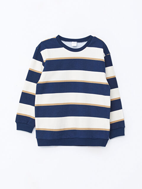 LCW Kids Bisiklet Yaka Çizgili Erkek Çocuk Sweatshirt - W47360Z1-LS3