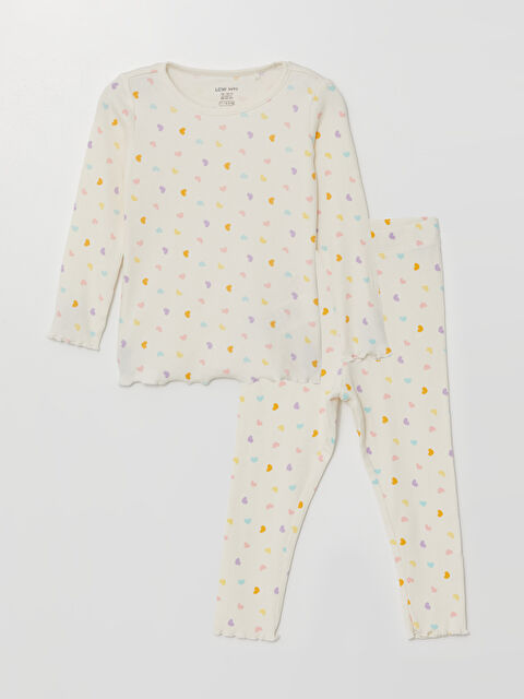 LCW baby Bisiklet Yaka Uzun Kollu Baskılı Kız Bebek Pijama Takımı - W47435Z1-LRA