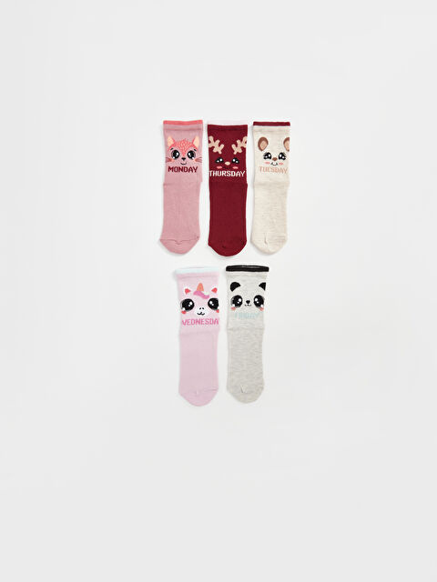 LCW Kids Desenli Kız Çocuk Soket Çorap 5'li - W47478Z4-FHP