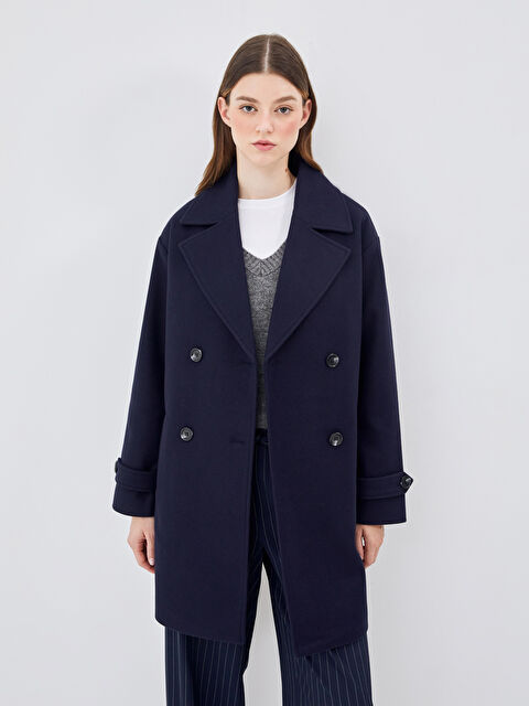 LCW Modest Ceket Yaka Kadın Kaşe Kaban - W47500Z8-YFD