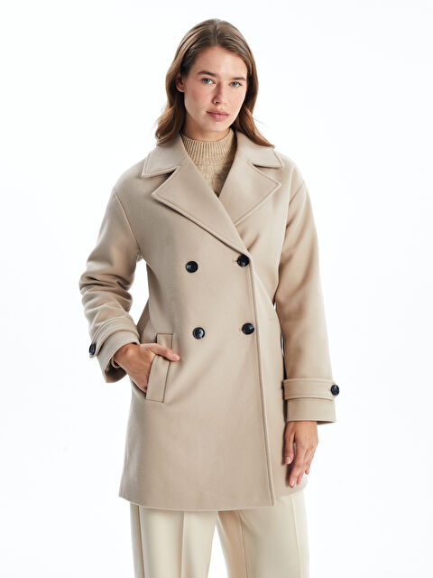 LCW Modest Ceket Yaka Kadın Kaşe Kaban - W47500Z8-YGD