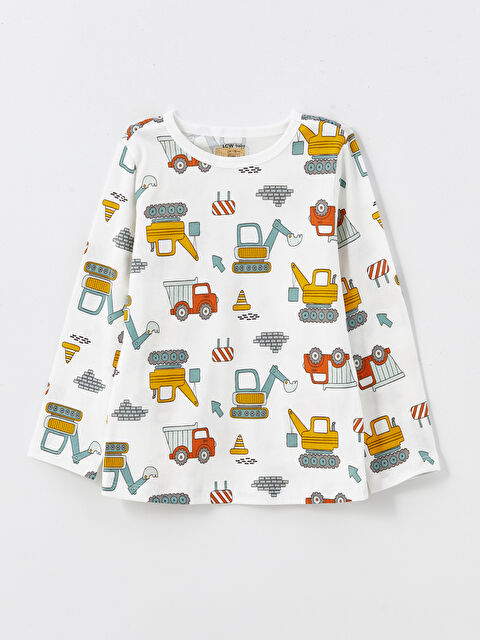 LCW baby Bisiklet Yaka Uzun Kollu Baskılı Erkek Bebek Pijama Üst - W47540Z1-LRA