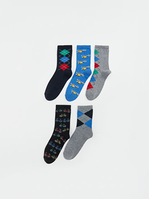 LCW Kids Desenli Erkek Çocuk Soket Çorap 5'li - W47595Z4-K00