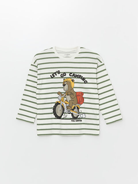 LCW Kids Bisiklet Yaka Uzun Kollu Erkek Çocuk Çizgili Tişört - W47619Z1-LRA