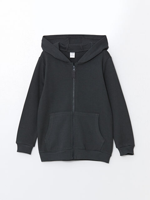 LCW Kids Kapüşonlu Uzun Kollu Erkek Çocuk Fermuarlı Sweatshirt - W47624Z1-R4W