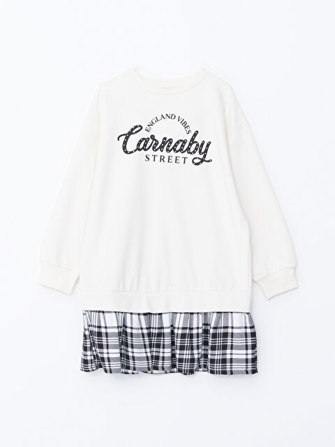 LCW Kids Bisiklet Yaka Baskılı Kız Çocuk Elbise - W47744Z4-FDV