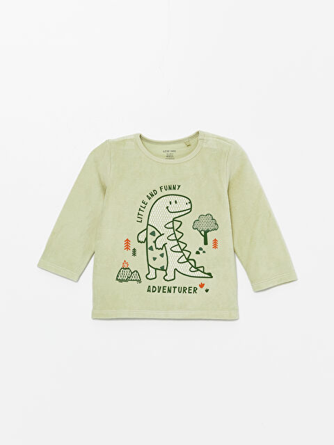 LCW baby Bisiklet Yaka Kadife Erkek Bebek Pijama Üst - W47772Z1-YG4