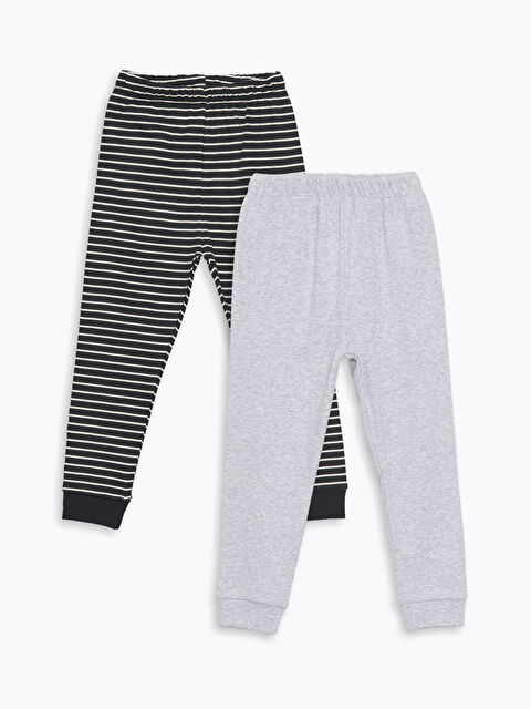 LCW baby Beli Lastikli Çizgili Erkek Bebek Pijama Alt 2'li - W47775Z1-LQ9